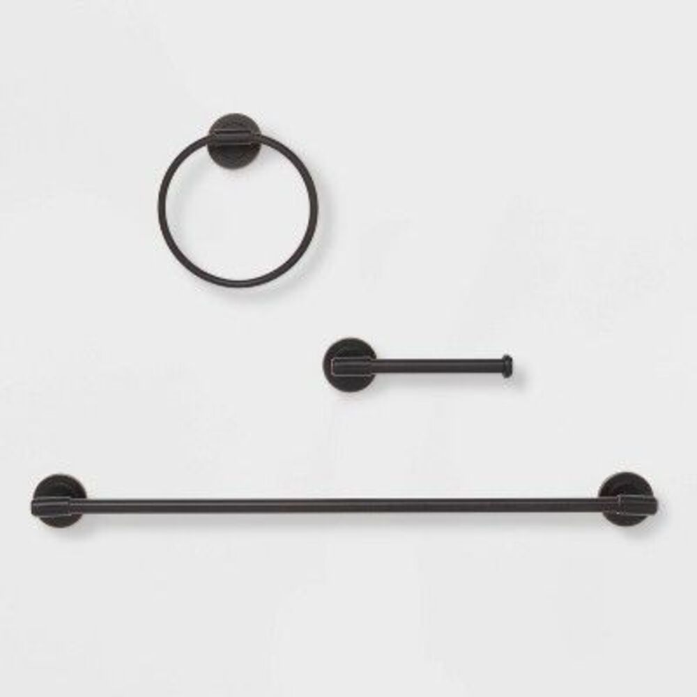 3pc Clean Bath Hardware Set Oil Rubbed Bronze - Threshold